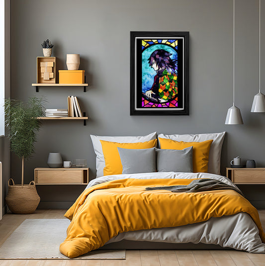 Stained Glass Tomioka Giyuu - Demon Slayer Wall Art