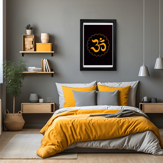 Om Symbol Wall Art - Black Framed Canvas Print