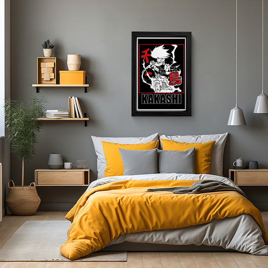 "Dynamic Kakashi Canvas Wall Art - Framed Anime Art Print "