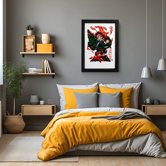 Fiery Flame Hashira Tanjiro Kamado Wall Art