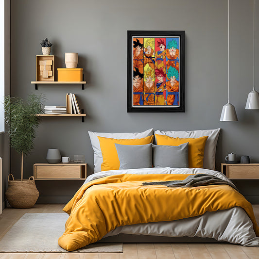 Super Saiyan Son Goku Evolution Framed Wall Art