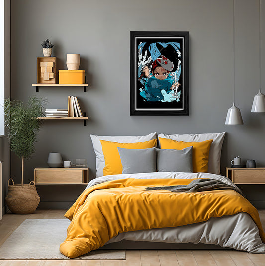 Tanjiro Kamado - Demon Slayer: Kimetsu no Yaiba - Water Breath Framed Wall Art