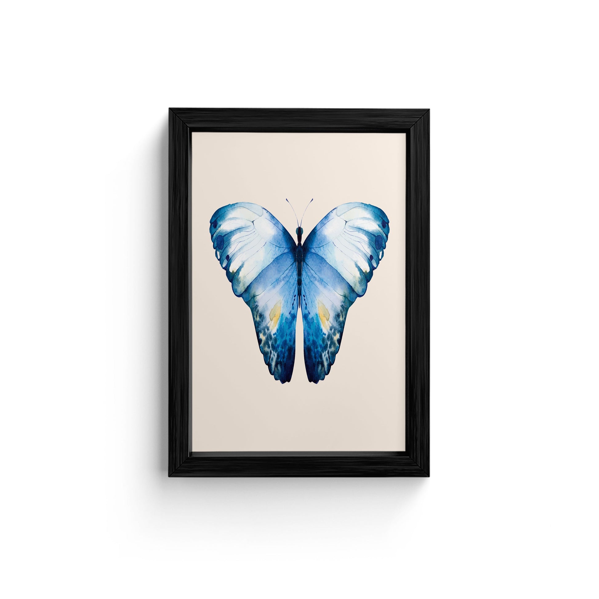 Hand-Painted Blue Butterfly Canvas Wall Art