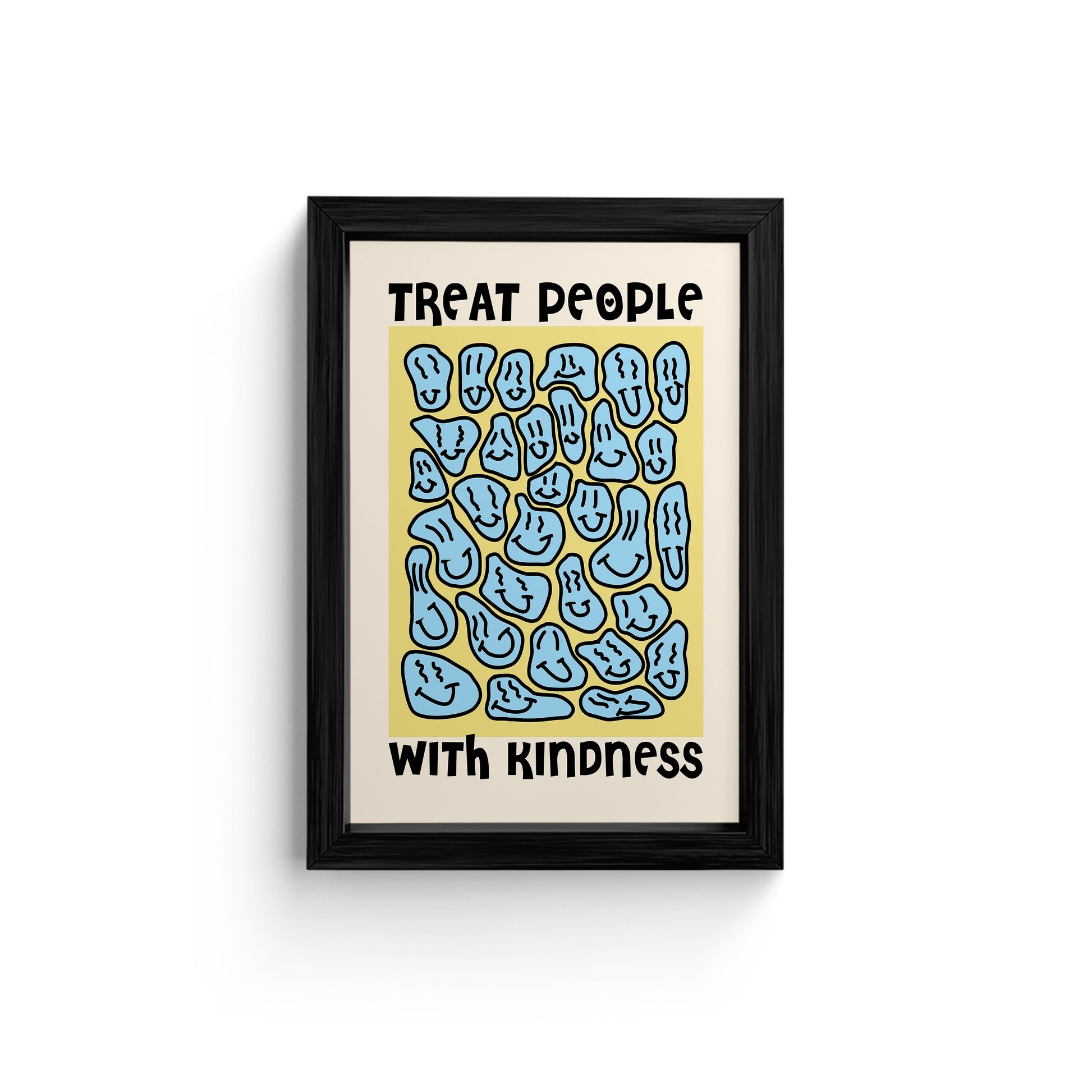 Framed "Treat People with Kindness" Poster with Psychedelic Design