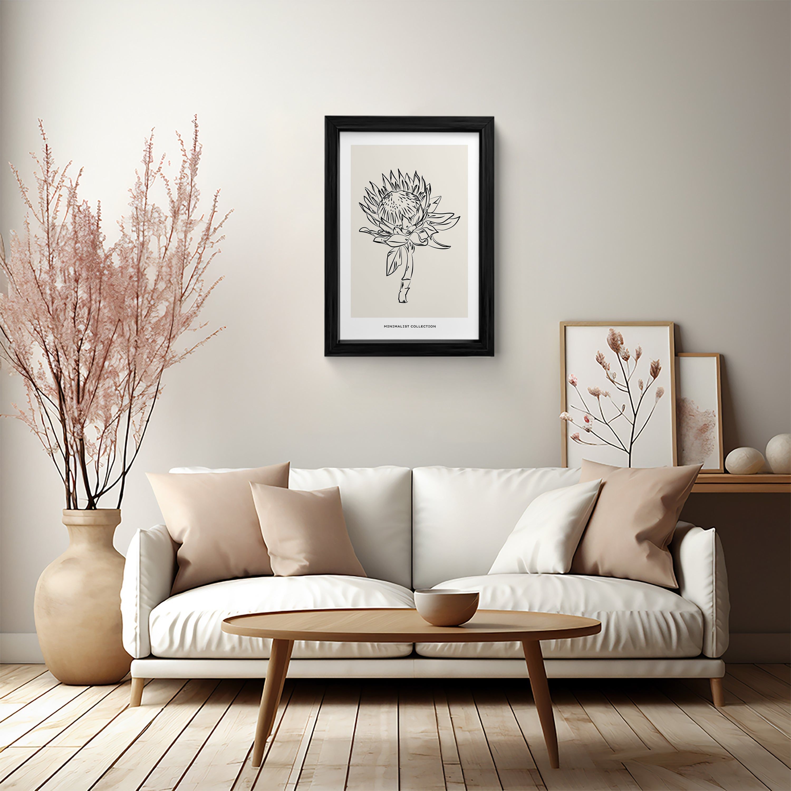 Protea Flower Line Framed Wall Art