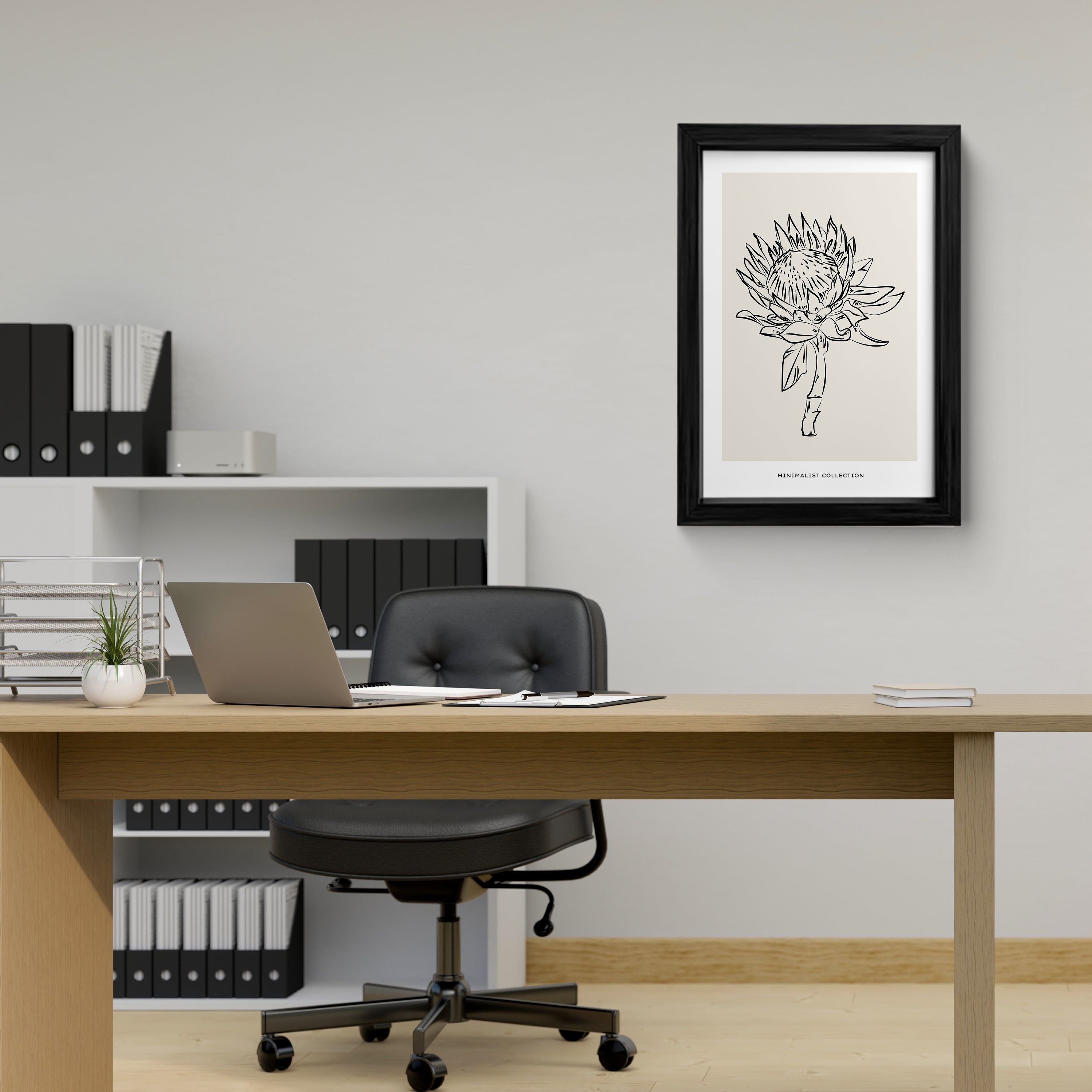 Protea Flower Line Framed Wall Art