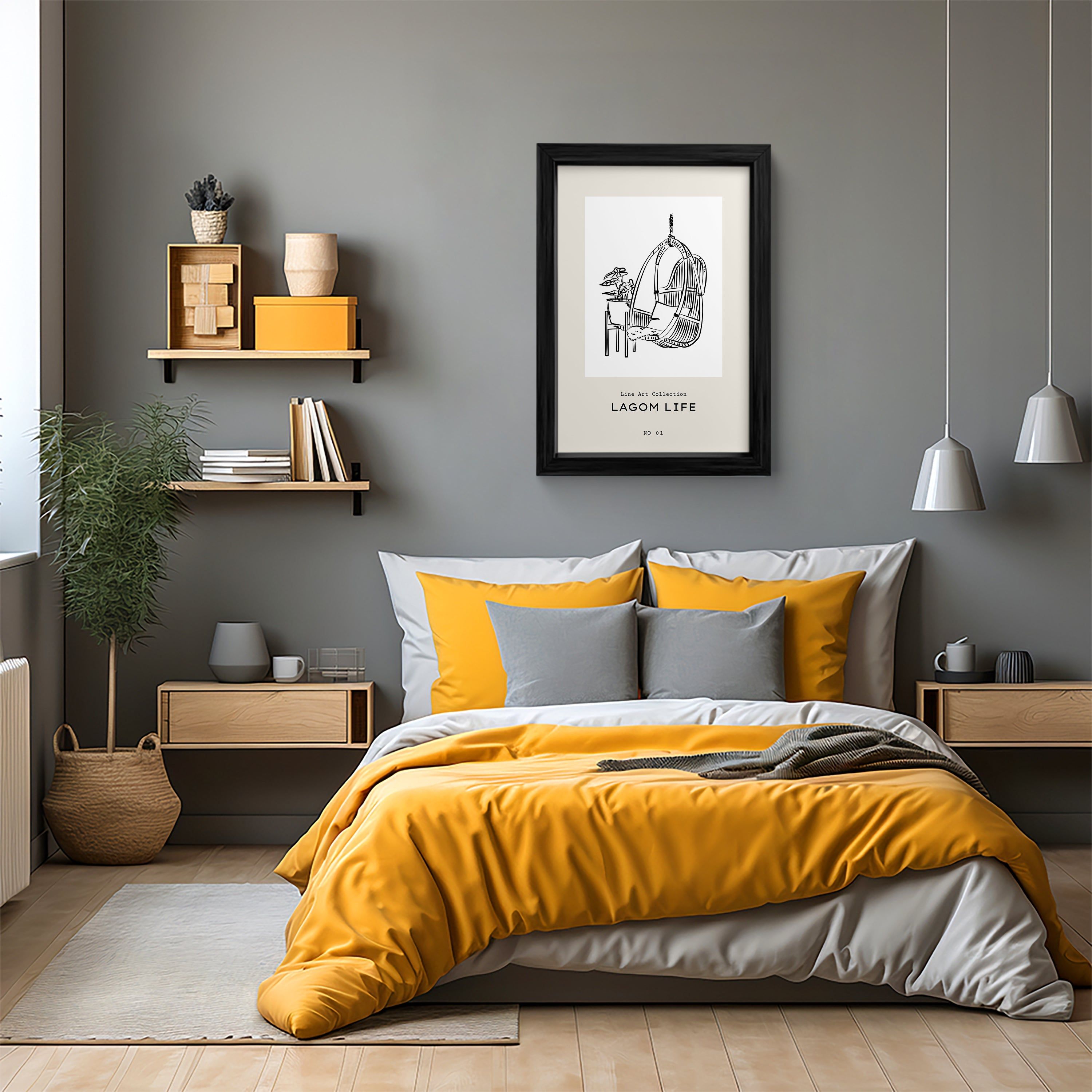 Lagom Life Hanging Chair Line Wall Art