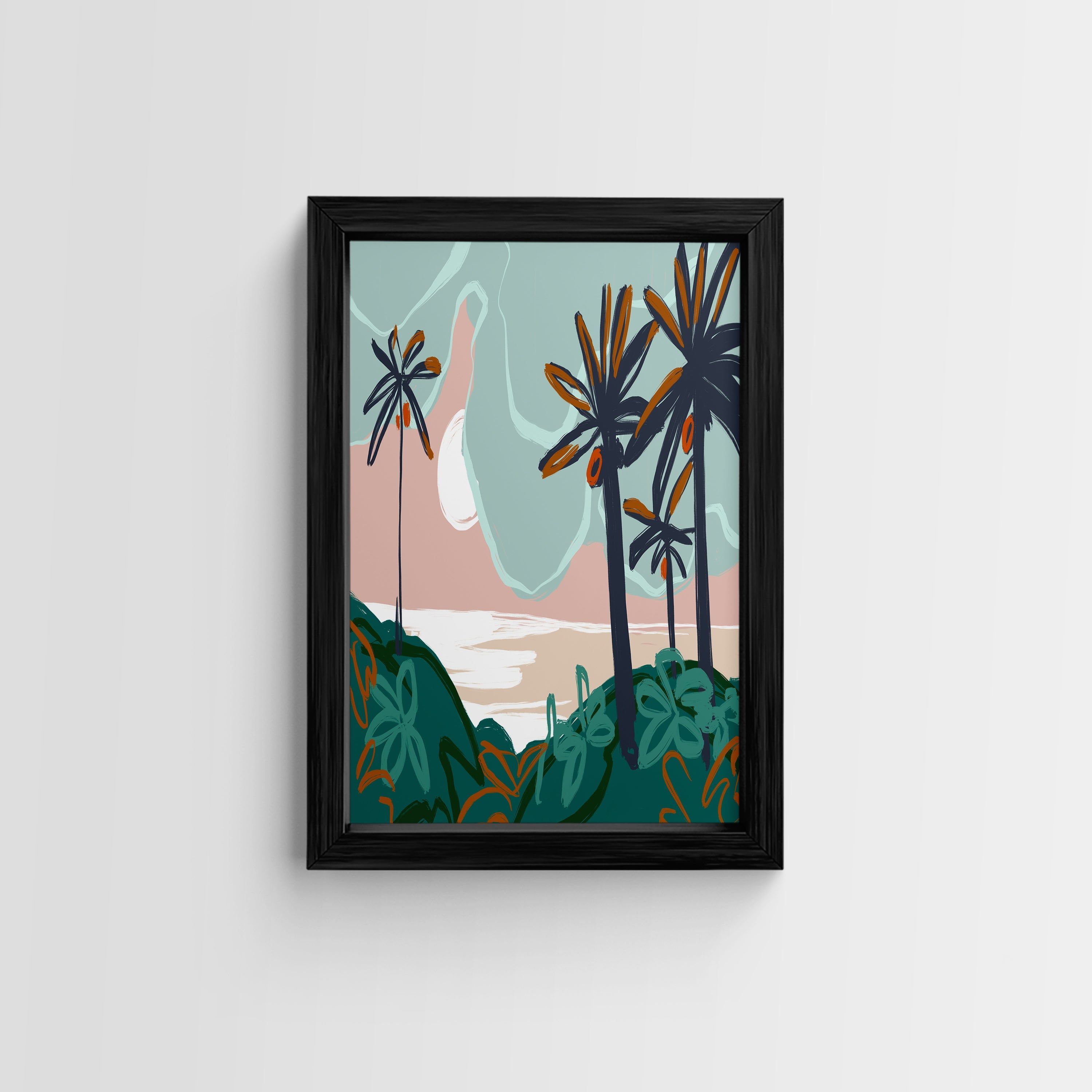 Landscape Beach Tropical Island Framed Poster)