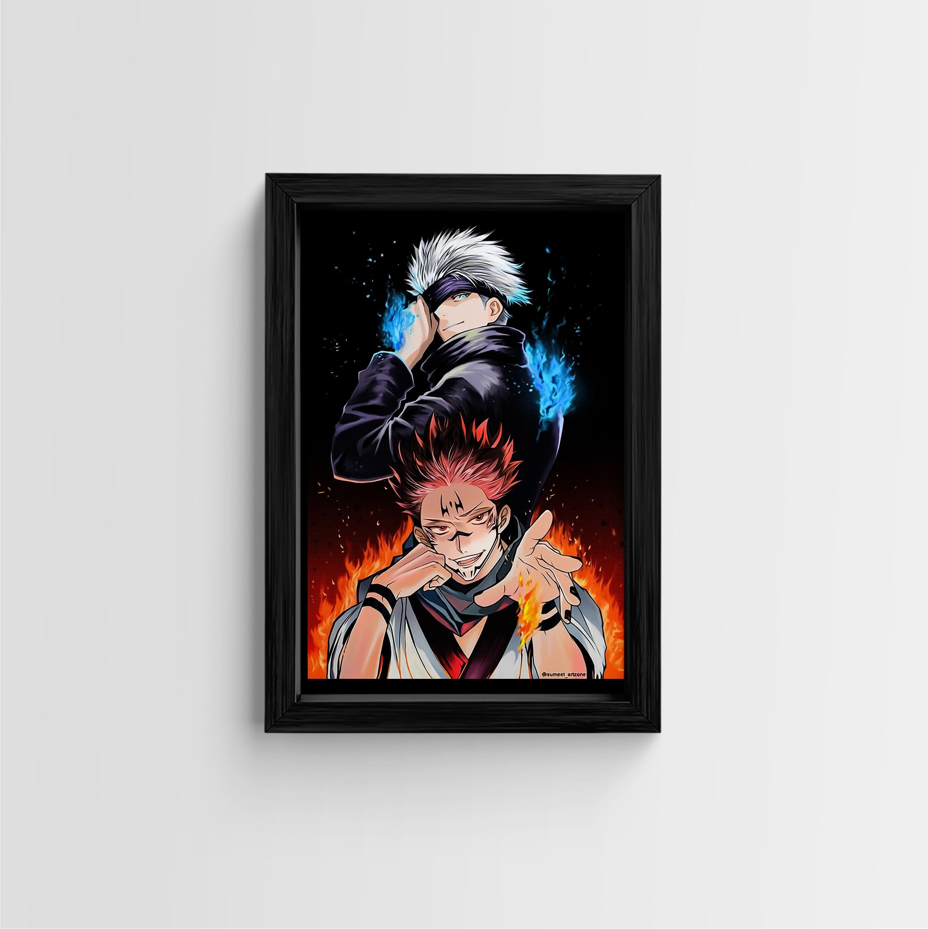 Jujutsu Kaisen: Satoru Gojo and Sukuna Dynamic Duo Framed Art Print